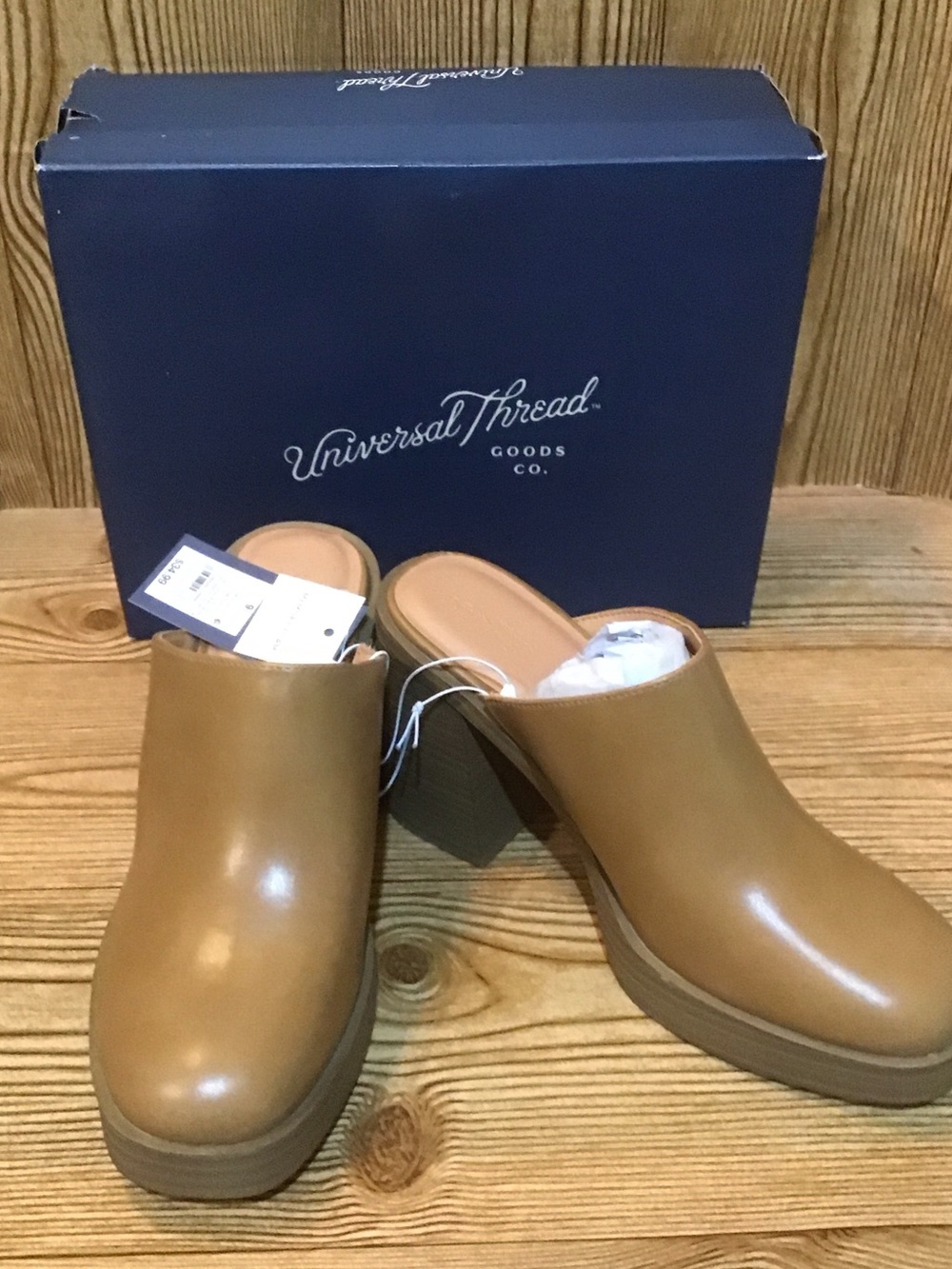 NWT Universal Thread Cognac Platform Mule Heeled Slides